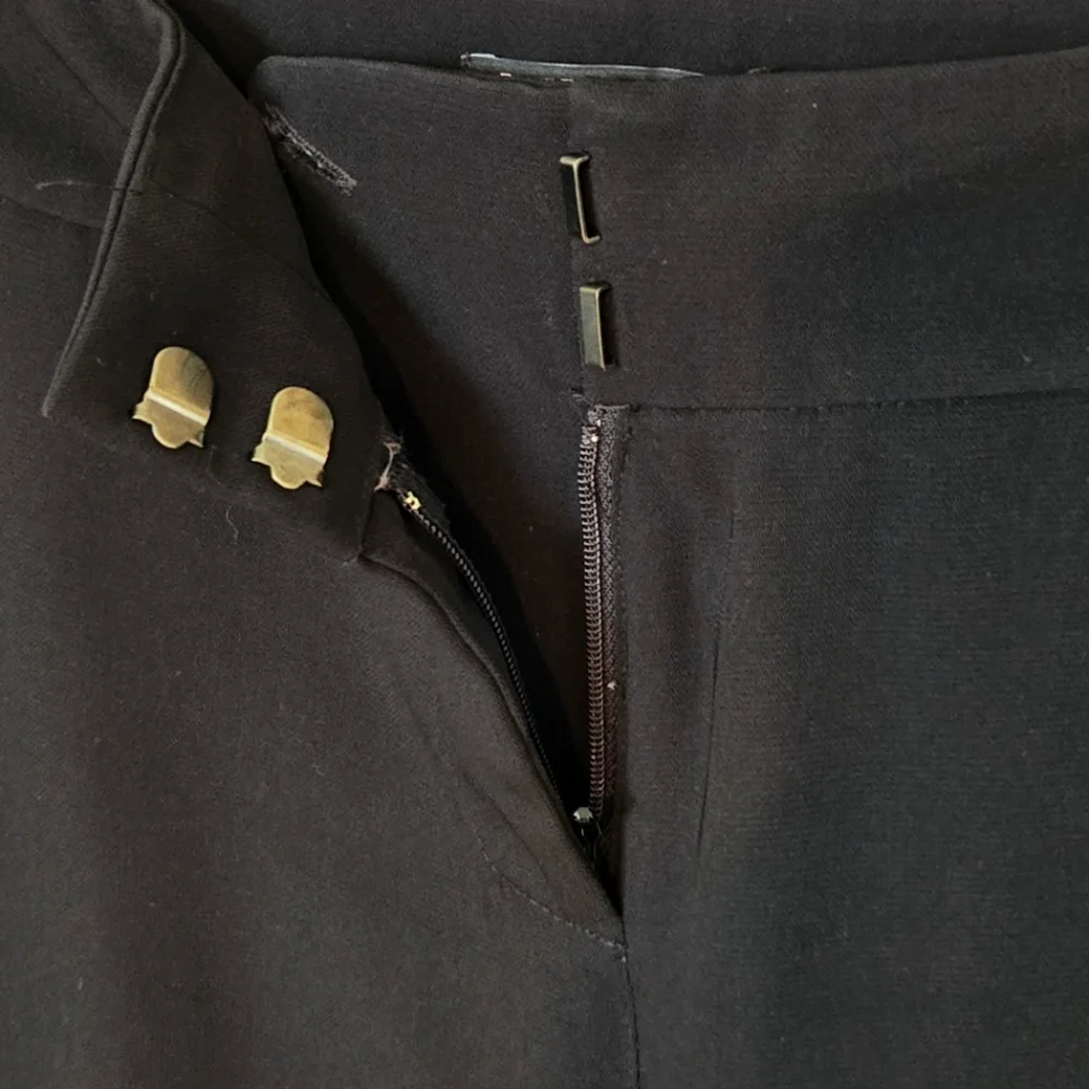 Eileen Fisher Petite Black Dress Pants, Straight-Leg, Zip Front, 4 Pockets 78121 - Picture 4 of 8